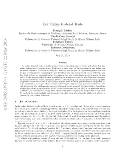 Fair Online Bilateral Trade