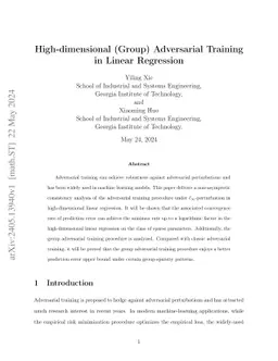 High-dimensional (Group) Adversarial Training in Linear Regression