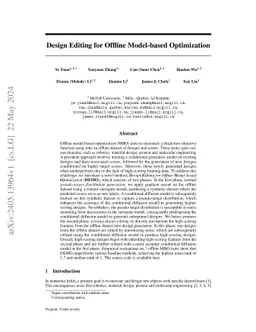 Design Editing for Offline Model-based Optimization