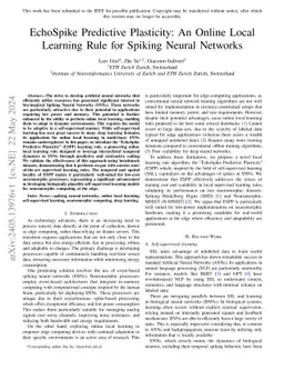 EchoSpike Predictive Plasticity: An Online Local Learning Rule for
  Spiking Neural Networks