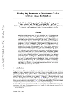 Sharing Key Semantics in Transformer Makes Efficient Image Restoration