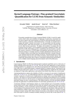 Kernel Language Entropy: Fine-grained Uncertainty Quantification for
  LLMs from Semantic Similarities