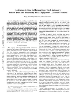 Assistance-Seeking in Human-Supervised Autonomy: Role of Trust and
  Secondary Task Engagement (Extended Version)
