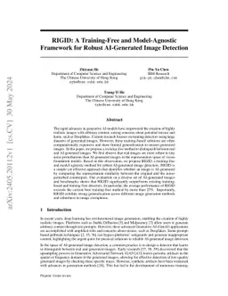 RIGID: A Training-free and Model-Agnostic Framework for Robust
  AI-Generated Image Detection