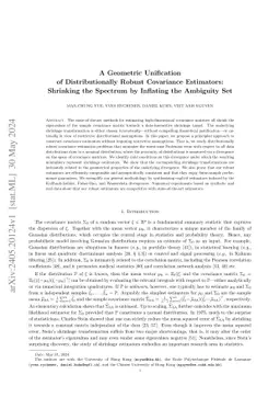 A Geometric Unification of Distributionally Robust Covariance Estimators: Shrinking the Spectrum by Inflating the Ambiguity Set