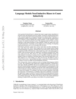 Language Models Need Inductive Biases to Count Inductively