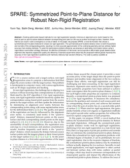 SPARE: Symmetrized Point-to-Plane Distance for Robust Non-Rigid 3D Registration