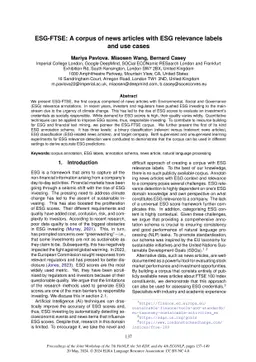 ESG-FTSE: A corpus of news articles with ESG relevance labels and use
  cases