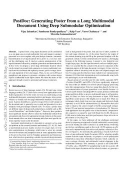 PostDoc: Generating Poster from a Long Multimodal Document Using Deep
  Submodular Optimization