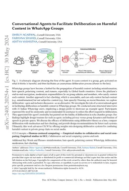 Conversational Agents to Facilitate Deliberation on Harmful Content in
  WhatsApp Groups