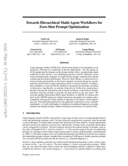 Towards Hierarchical Multi-Agent Workflows for Zero-Shot Prompt Optimization