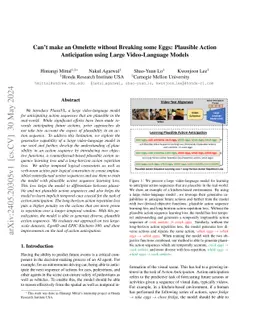 Can't make an Omelette without Breaking some Eggs: Plausible Action
  Anticipation using Large Video-Language Models