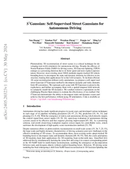 $\textit{S}^3$Gaussian: Self-Supervised Street Gaussians for Autonomous
  Driving