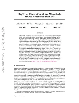 RapVerse: Coherent Vocals and Whole-Body Motions Generations from Text