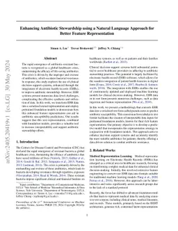 Enhancing Antibiotic Stewardship using a Natural Language Approach for
  Better Feature Representation