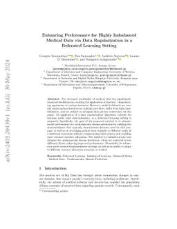 Enhancing Performance for Highly Imbalanced Medical Data via Data
  Regularization in a Federated Learning Setting