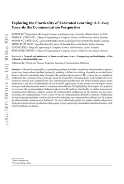 Exploring the Practicality of Federated Learning: A Survey Towards the
  Communication Perspective