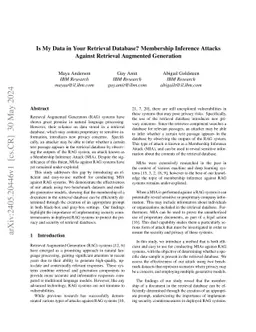 Is My Data in Your Retrieval Database? Membership Inference Attacks Against Retrieval Augmented Generation