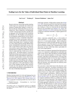 Scaling Laws for the Value of Individual Data Points in Machine Learning