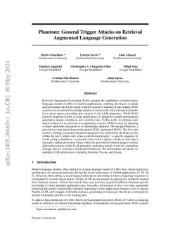 Phantom: General Backdoor Attacks on Retrieval Augmented Language Generation