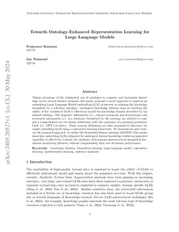 Towards Ontology-Enhanced Representation Learning for Large Language
  Models
