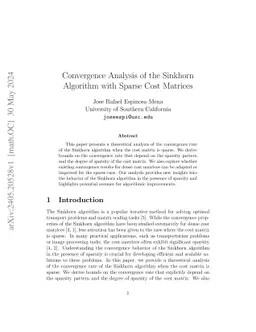 On the Convergence of the Sinkhorn-Knopp Algorithm with Sparse Cost
  Matrices