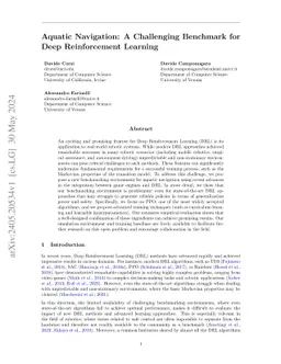 Aquatic Navigation: A Challenging Benchmark for Deep Reinforcement
  Learning