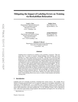 Mitigating the Impact of Labeling Errors on Training via Rockafellian
  Relaxation