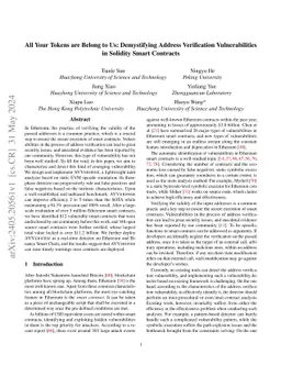All Your Tokens are Belong to Us: Demystifying Address Verification
  Vulnerabilities in Solidity Smart Contracts
