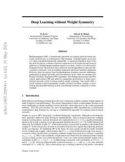 Deep Learning without Weight Symmetry