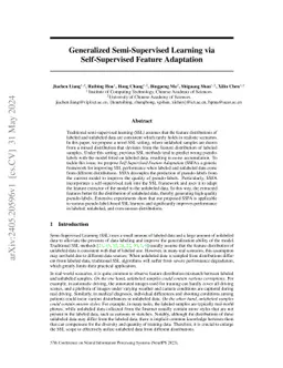 Generalized Semi-Supervised Learning via Self-Supervised Feature
  Adaptation