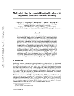 Multi-label Class Incremental Emotion Decoding with Augmented Emotional
  Semantics Learning