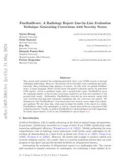 FineRadScore: A Radiology Report Line-by-Line Evaluation Technique
  Generating Corrections with Severity Scores