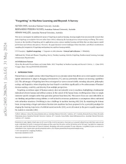 "Forgetting" in Machine Learning and Beyond: A Survey