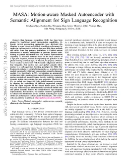 MASA: Motion-aware Masked Autoencoder with Semantic Alignment for Sign
  Language Recognition