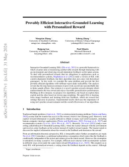 Provably Efficient Interactive-Grounded Learning with Personalized
  Reward