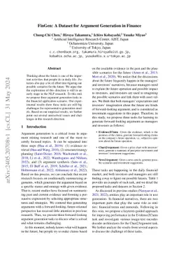 FinGen: A Dataset for Argument Generation in Finance