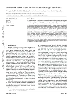Federated Random Forest for Partially Overlapping Clinical Data