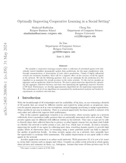 Optimally Improving Cooperative Learning in a Social Setting