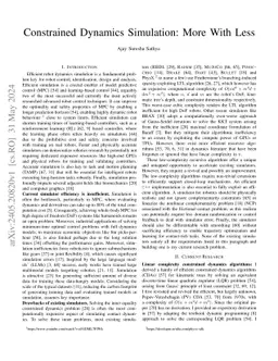 Constrained Dynamics Simulation: More With Less