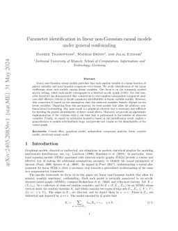 Parameter identification in linear non-Gaussian causal models under
  general confounding