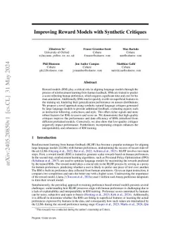 Improving Reward Models with Synthetic Critiques