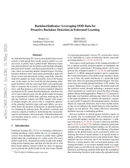 BackdoorIndicator: Leveraging OOD Data for Proactive Backdoor Detection
  in Federated Learning