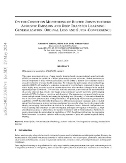 On the Condition Monitoring of Bolted Joints through Acoustic Emission
  and Deep Transfer Learning: Generalization, Ordinal Loss and
  Super-Convergence