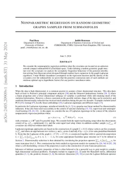 Nonparametric regression on random geometric graphs sampled from
  submanifolds
