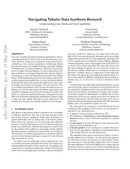 Navigating Tabular Data Synthesis Research: Understanding User Needs and
  Tool Capabilities