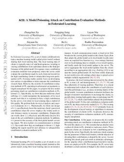 ACE: A Model Poisoning Attack on Contribution Evaluation Methods in
  Federated Learning
