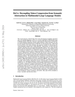DeCo: Decoupling Token Compression from Semantic Abstraction in
  Multimodal Large Language Models