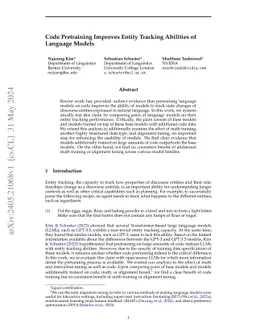 Code Pretraining Improves Entity Tracking Abilities of Language Models