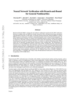 Neural Network Verification with Branch-and-Bound for General Nonlinearities